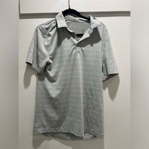 Lululemon Athletica Light Gray Striped Polo Shirt